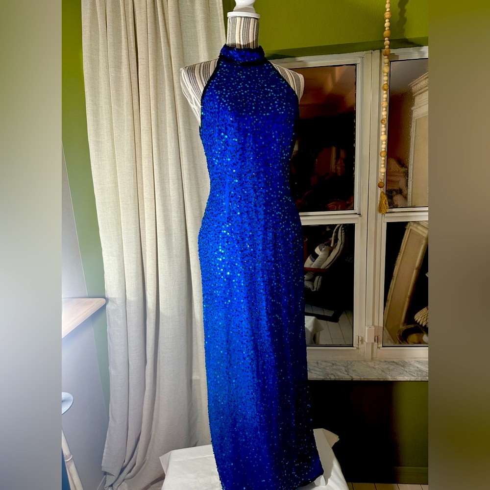 Vintage silk sequined and beaded gown